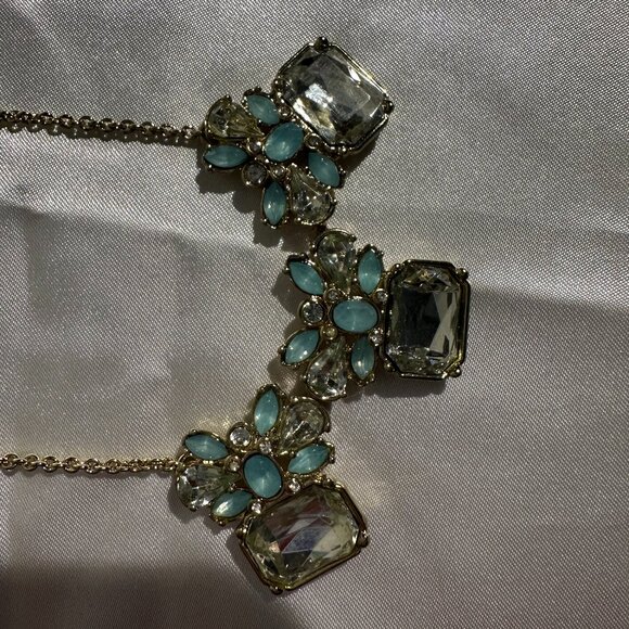✨Statement Crystal & Aqua Gem Necklace✨ - Picture 2 of 7